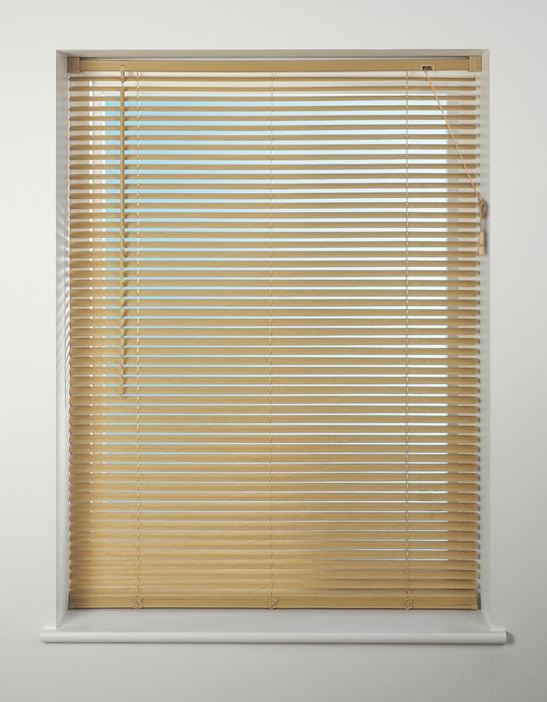 Image of Universal PVC Venetian Non-Blackout Blind Woodgrain 1050mm x 1600mm Drop 