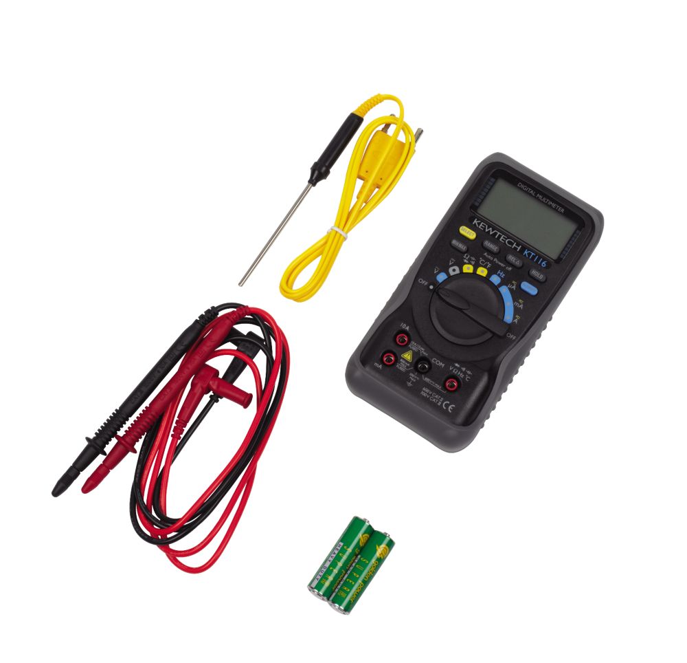 Image of Kewtech AC/DC Multimeter & Temperature Probe 600V 