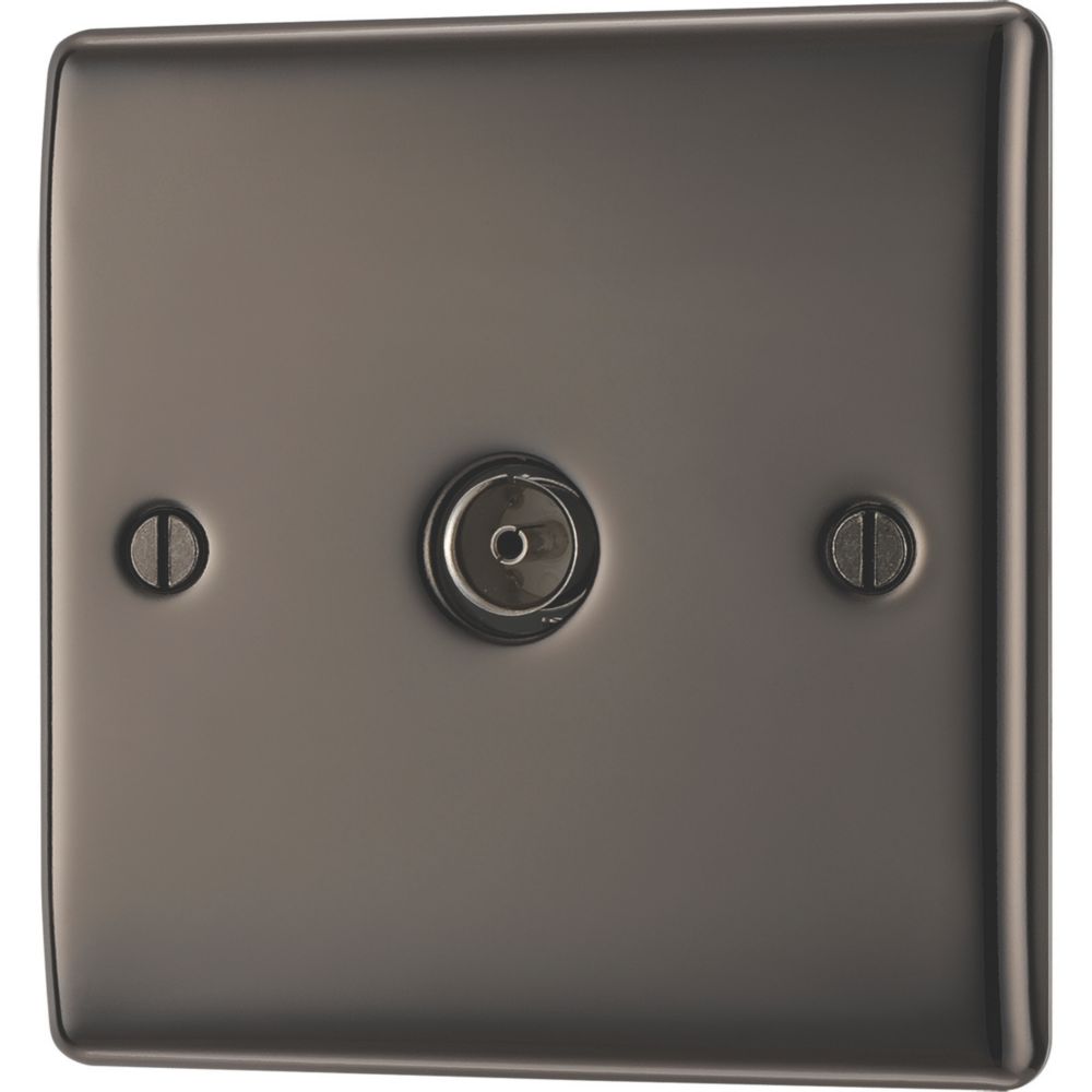Image of British General Nexus Metal 1-Gang Coaxial TV Socket Black Nickel 