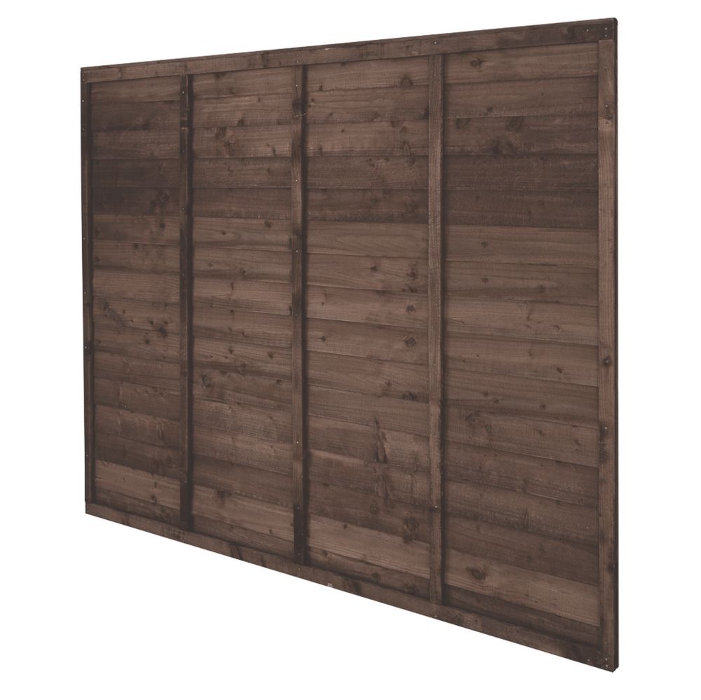 Image of Forest TP Super Lap Garden Fencing Panel Dark Brown 6' x 5' 6" Pack of 20 