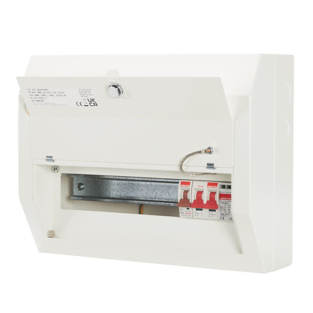 Image of Contactum Defender 1.0 14-Module 10-Way Part-Populated Main Switch Consumer Unit with SPD 