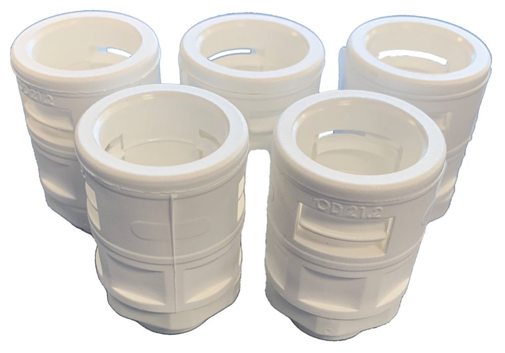 Image of Deta Male Corrugated Conduit Adaptor 20mm White 5 Pack 
