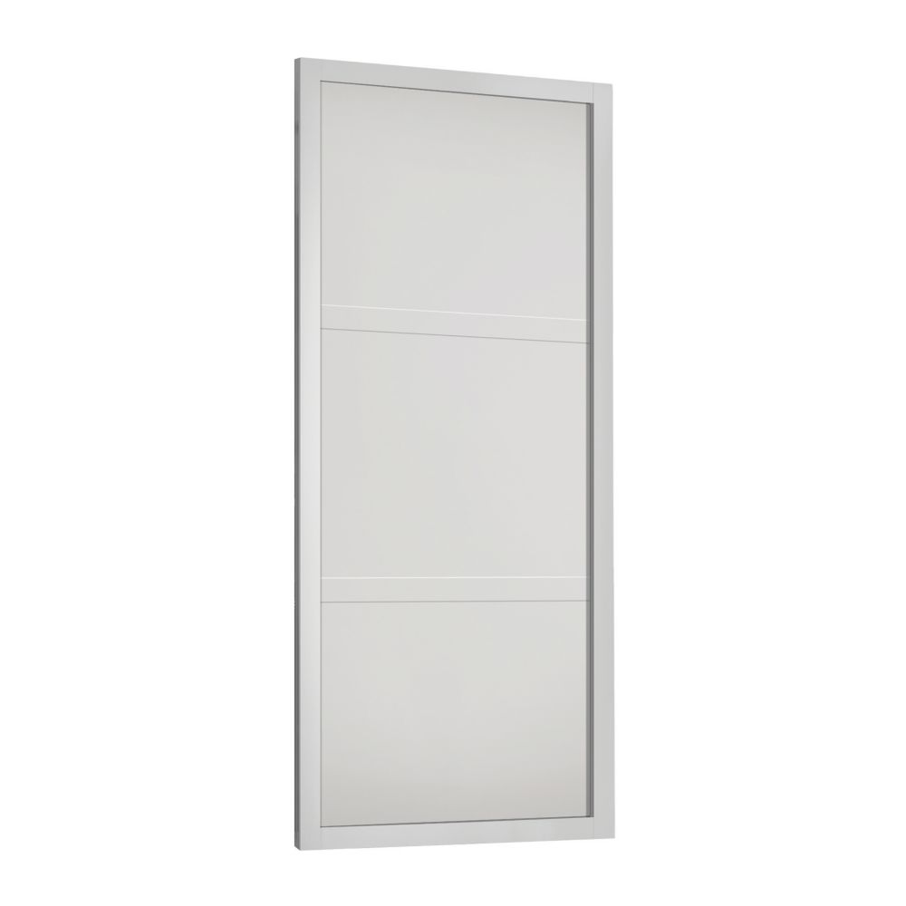Image of Spacepro Shaker 1-Door Sliding Wardrobe Door White Frame White Panel 914mm x 2260mm 