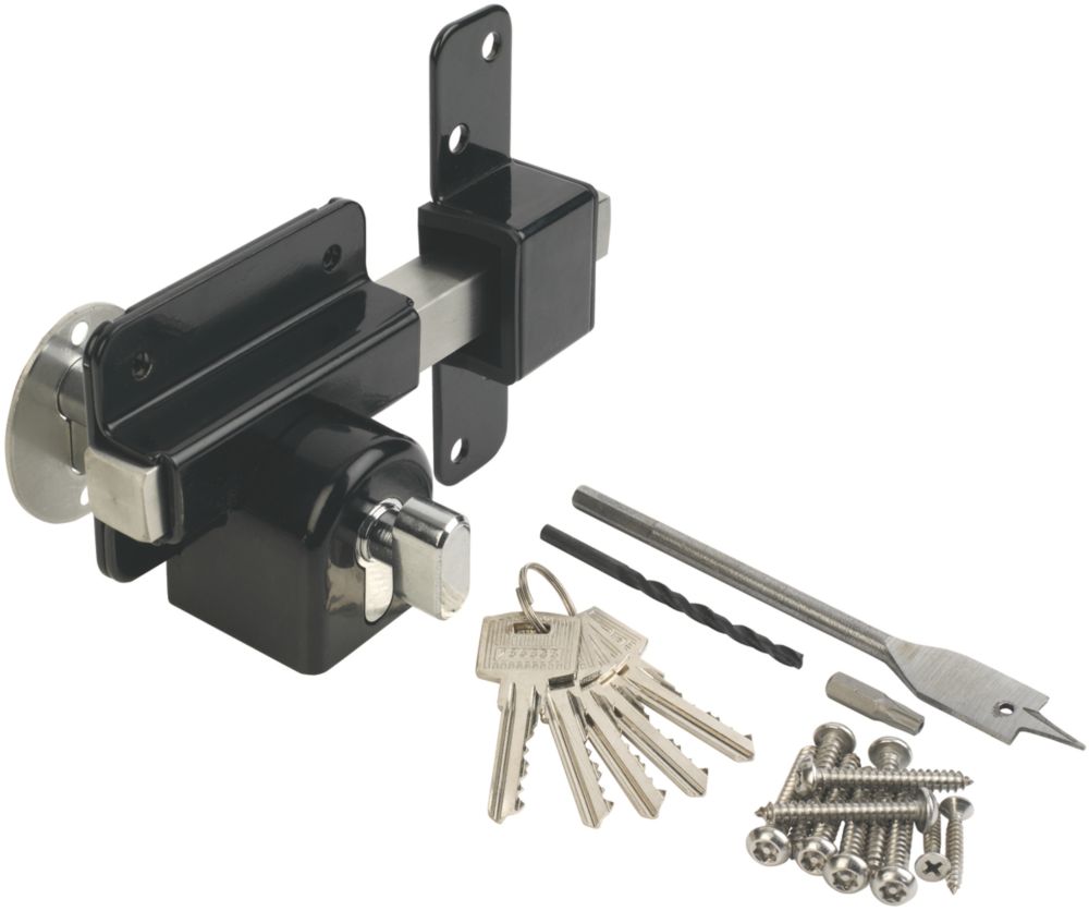 Image of GateMate Black Euro Profile Long Throw Lock 85mm 