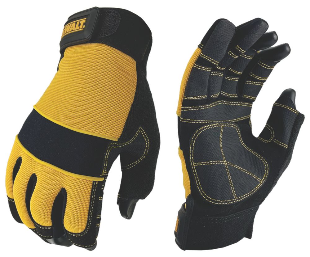 Image of DeWalt DPG24L 3-Finger Framers Gloves Black / Yellow Large 