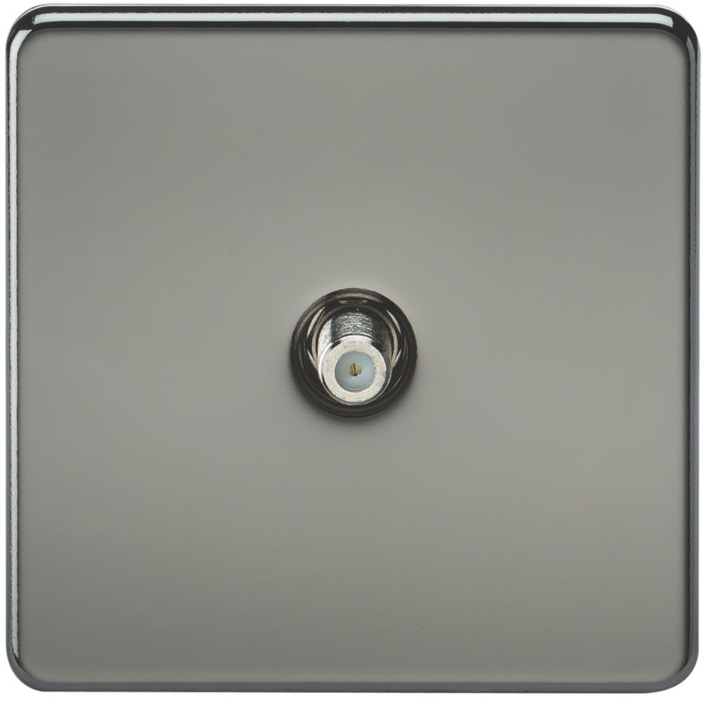 Image of Knightsbridge 1-Gang F-Type Satellite Socket Black Nickel 