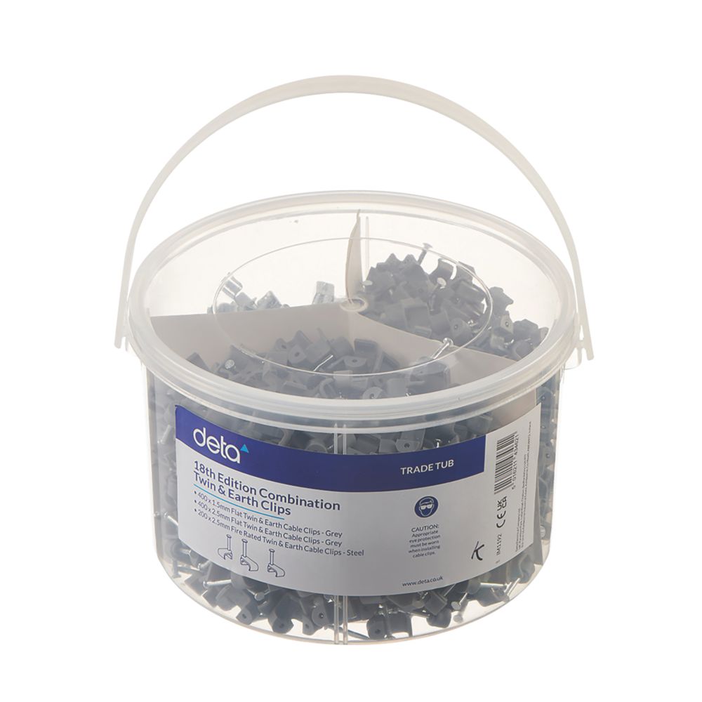 Image of Deta Cable Clips Trade Tub 1.5-2.5mmÂ² 1000 Pieces 