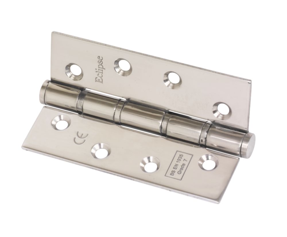 Image of Eclipse Polished Stainless Steel Grade 7 Fire Rated Washered Hinges 102mm x 67mm 2 Pack 