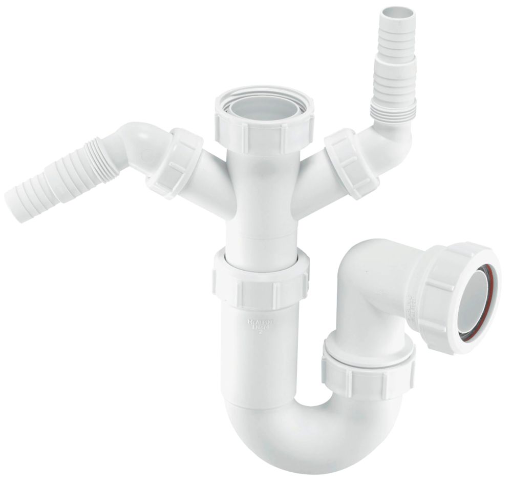 Image of McAlpine Double Appliance Trap White 40mm 