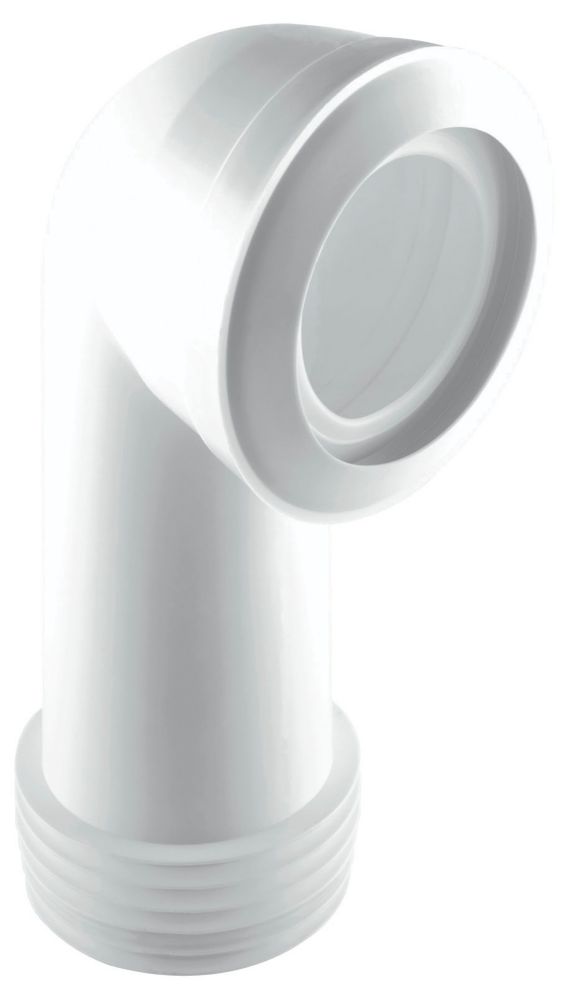 Image of McAlpine MACFIT Rigid 90Â° Angled WC Long Pan Connector White 305mm 
