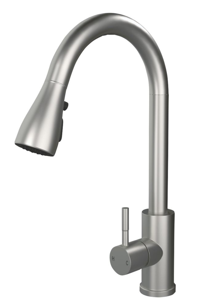 Image of ETAL Bucks Pull-Out Spray Mixer Tap Brushed Steel 