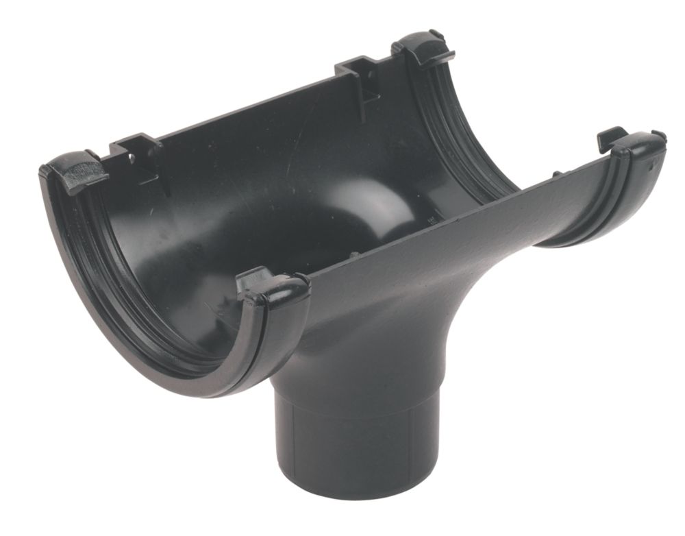 Image of FloPlast Cast Iron Effect Round Running Outlet Black 112mm x 68mm 