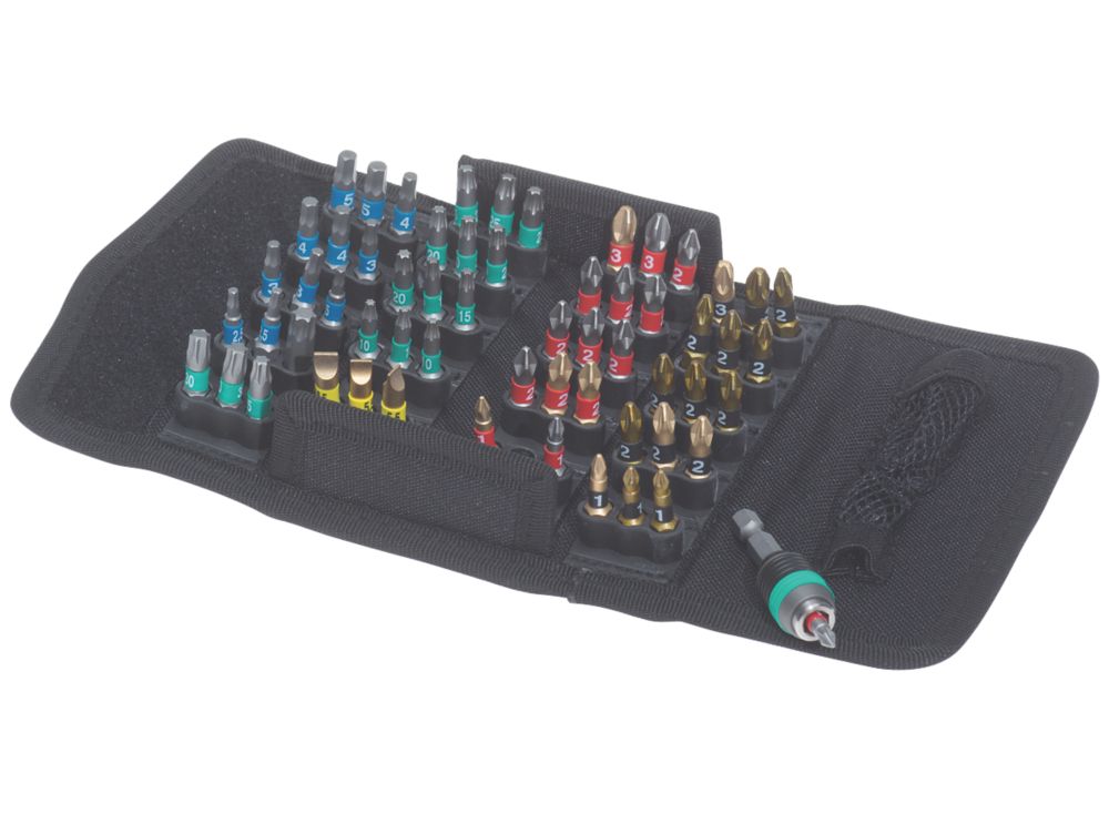 Image of Wera Bit-Safe 1/4" Hex Shank Mixed BiTorsion Rapidaptor Screwdriver Bit Set 61 Pieces 