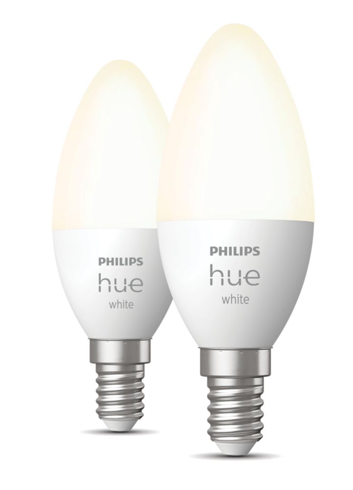 Image of Philips Hue SES Candle LED Smart Light Bulb 5.5W 470lm 2 Pack 