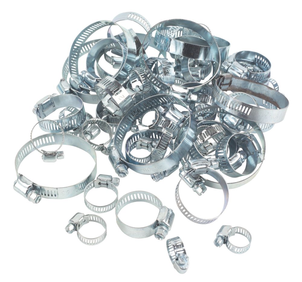 Image of Easyfix Blue Zinc-Plated Assorted Hose Clips Pack 60 Pcs 