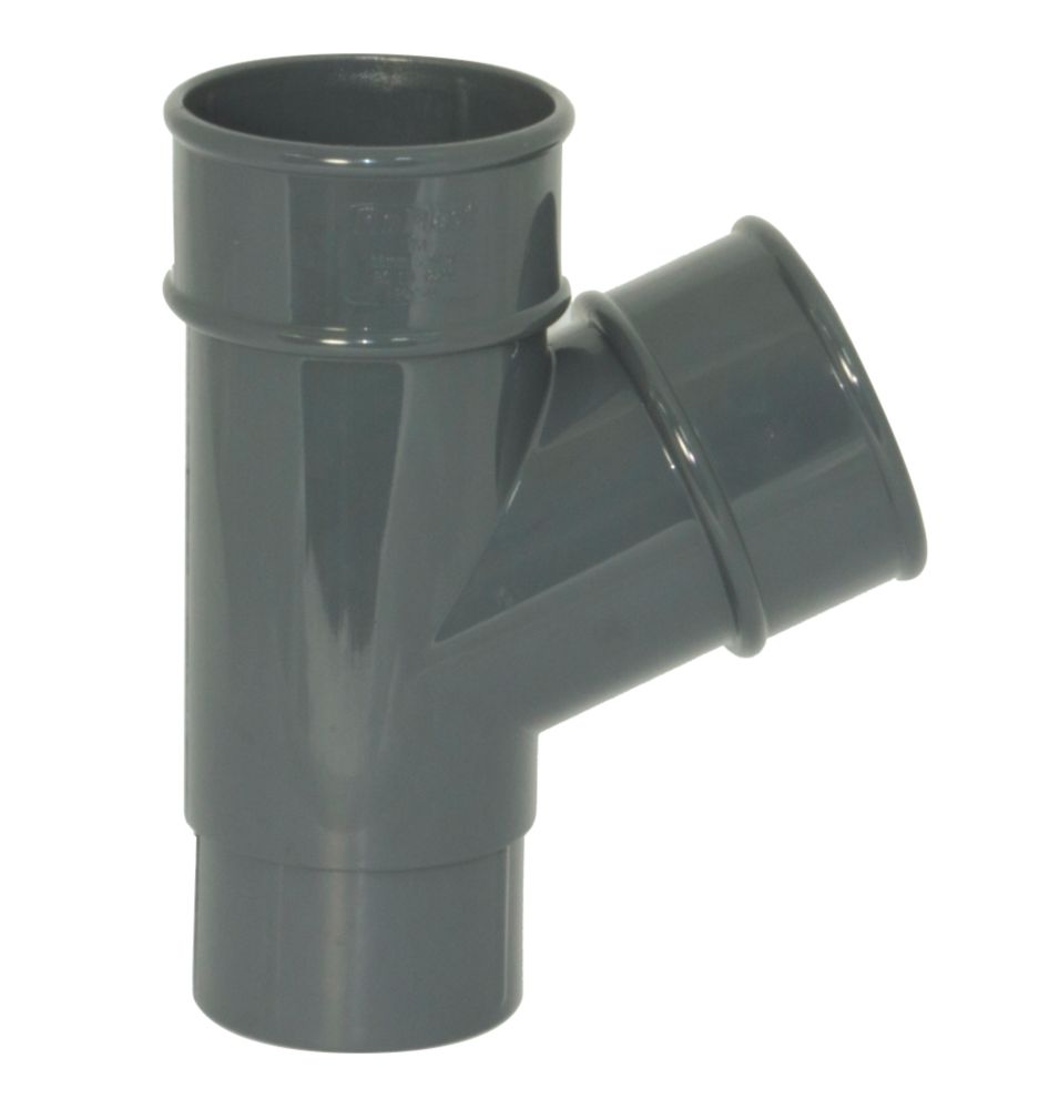 Image of FloPlast Round Downpipe Branch Anthracite Grey 68mm 