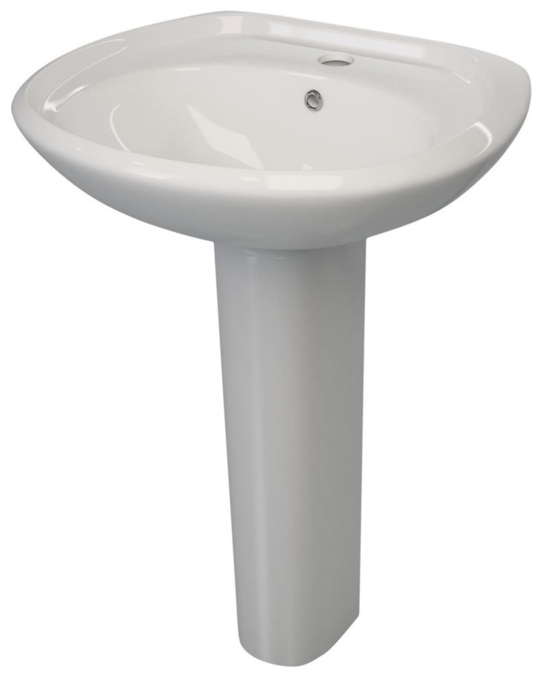Image of Basin-to-Go Full Pedestal Bathroom Basin 1 Tap Hole 570mm 