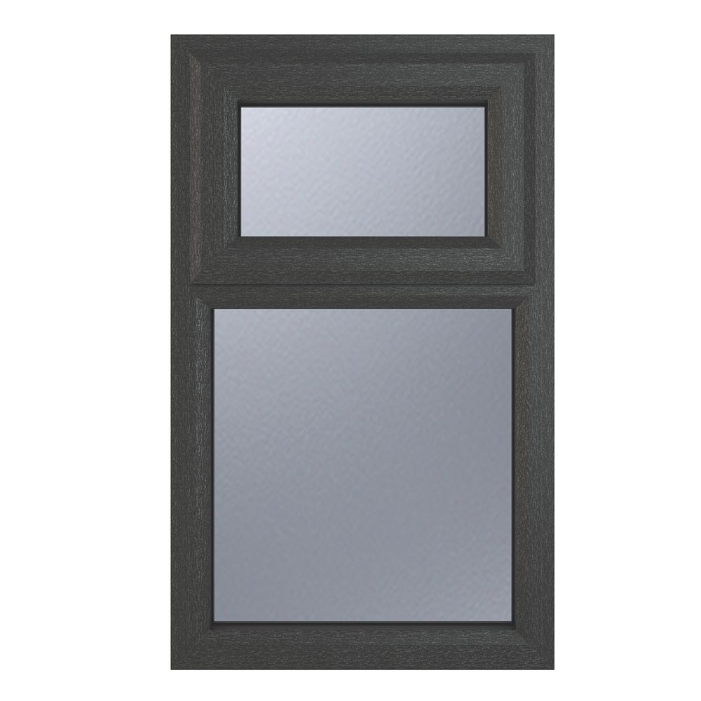 Image of Crystal Top Opening Obscure Triple-Glazed Casement Anthracite on White uPVC Window 610mm x 1190mm 