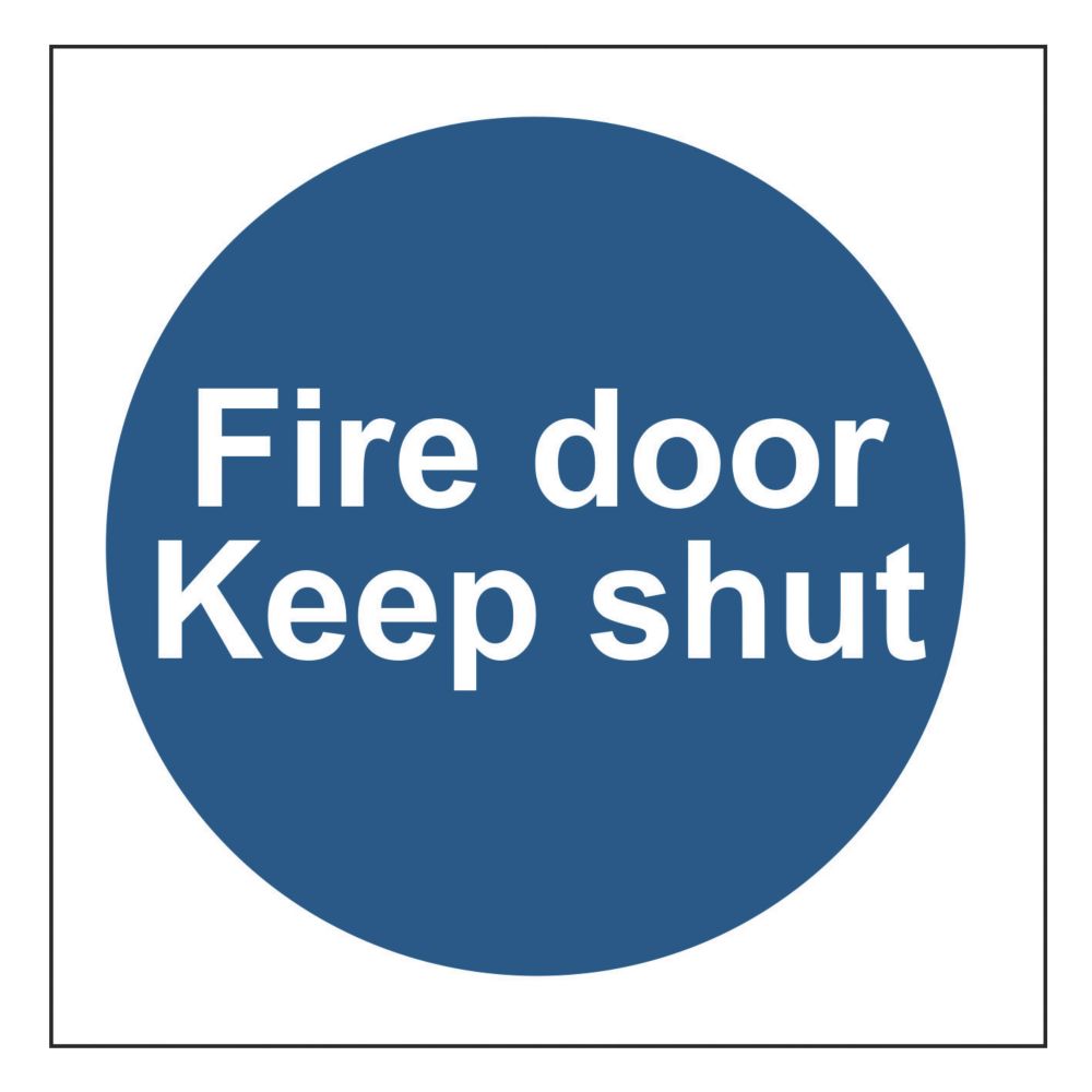 Image of Non Photoluminescent "Fire Door Keep Shut" Sign 100mm x 100mm 
