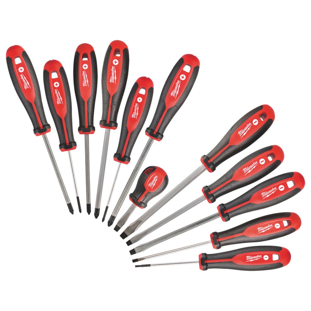 Image of Milwaukee Tri-Lobe Mixed Screwdriver Set 12 Pieces 