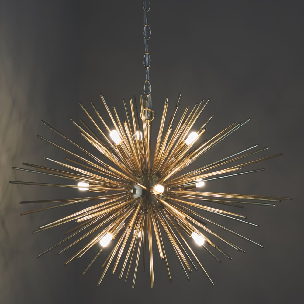 Image of Quay Design Peacock LED 9-Light Ceiling Light Satin Brushed Gold 18W 200lm 