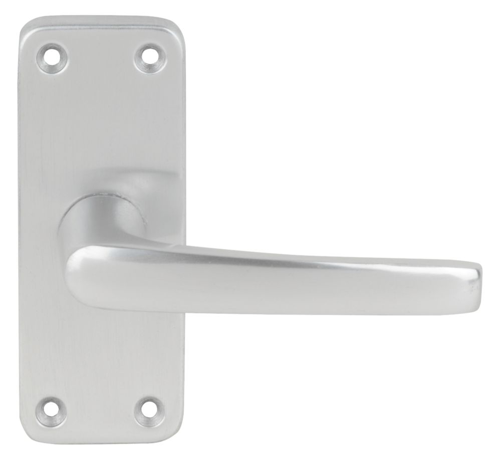 Image of Contract Fire Rated Latch Lever Latch Door Handle Pair Satin Anodised Aluminium 