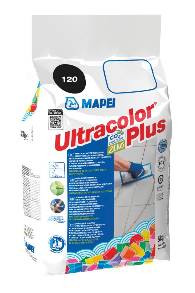Image of Mapei Ultracolor Plus Wall & Floor Grout Black 5kg 