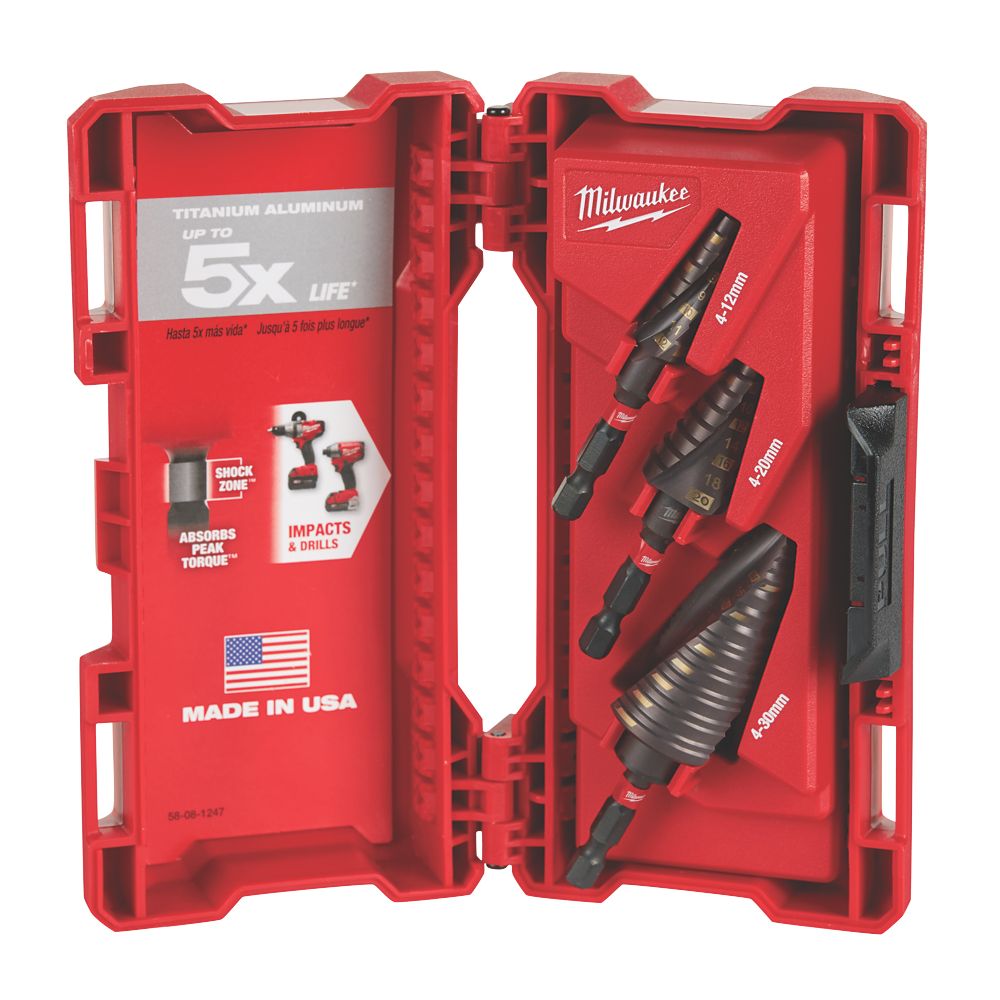 Image of Milwaukee Step Drill Set 4-30mm 3 Pieces 
