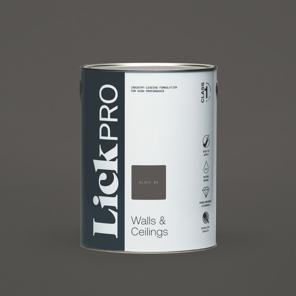 Image of LickPro Eggshell Black 03 Emulsion Paint 5Ltr 