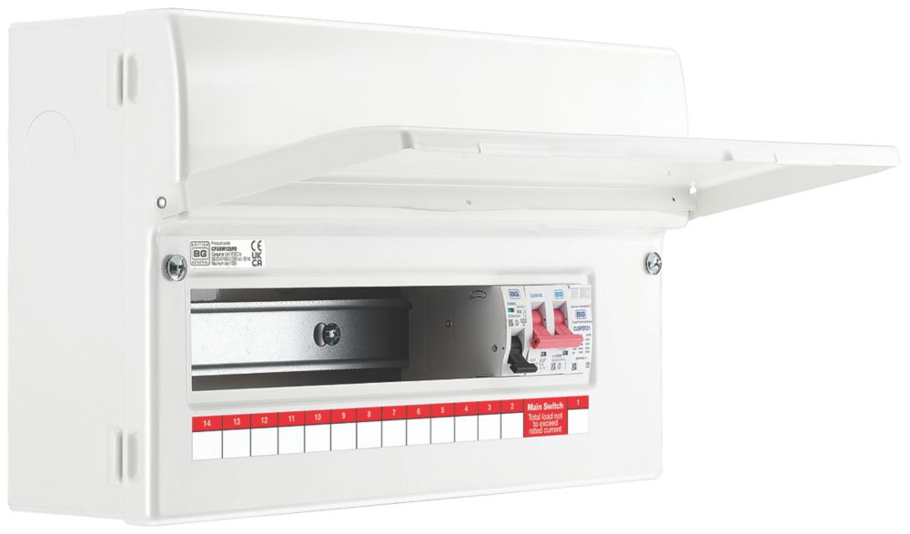 Image of British General Fortress 16-Module 12-Way Part-Populated Main Switch Consumer Unit with SPD 