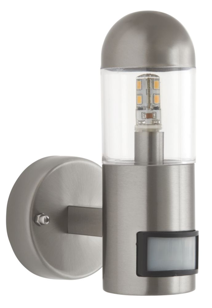 Image of Sigma Outdoor LED Wall Light With PIR Sensor Brushed Stainless Steel 2.3W 200lm 