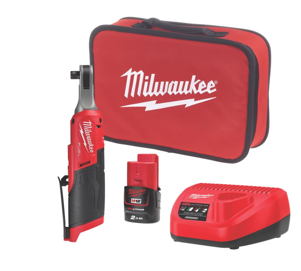 Image of Milwaukee M12 FHIR38-201B FUEL 12V 1 x 2.0Ah Li-Ion RedLithium Brushless Cordless High Speed Ratchet 