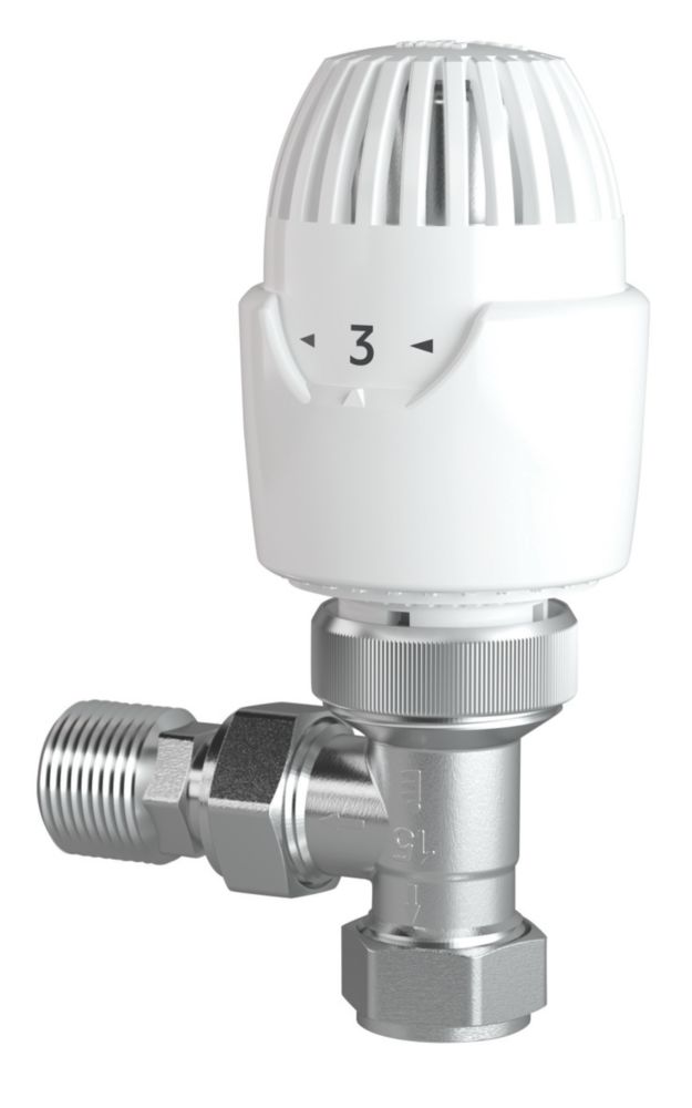Image of Drayton RT212 White Angled Thermostatic TRV 15mm x 1/2" 