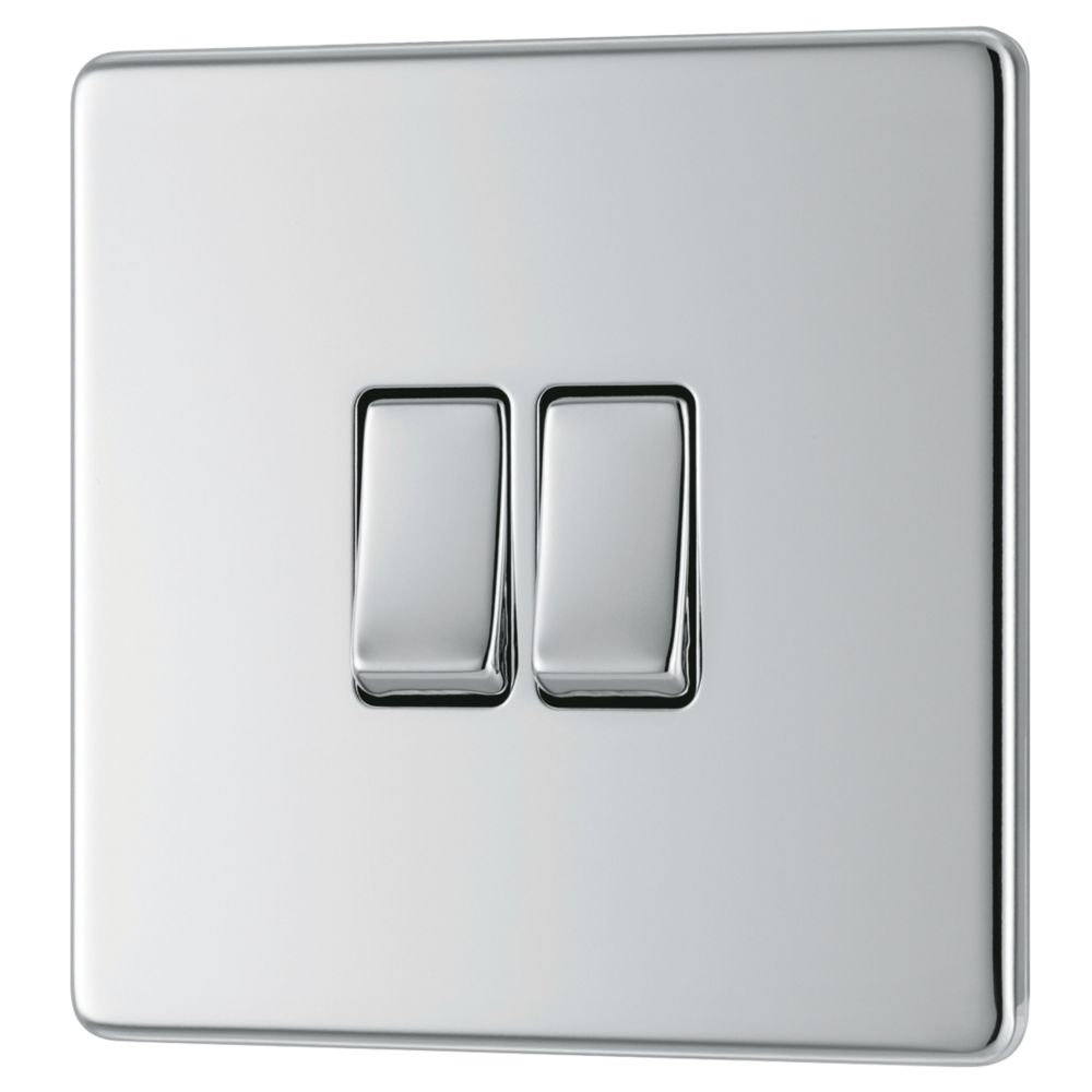 Image of LAP 20A 16AX 2-Gang 2-Way Light Switch Polished Chrome 