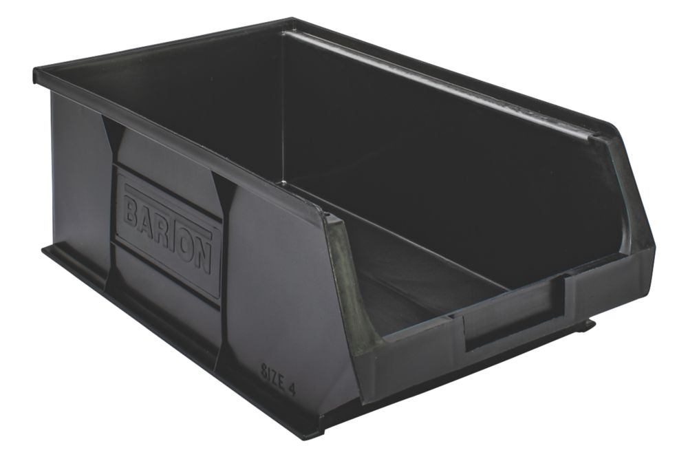 Image of Barton TC4 Semi-Open-Fronted Recycled Storage Containers Black 10 Pack 