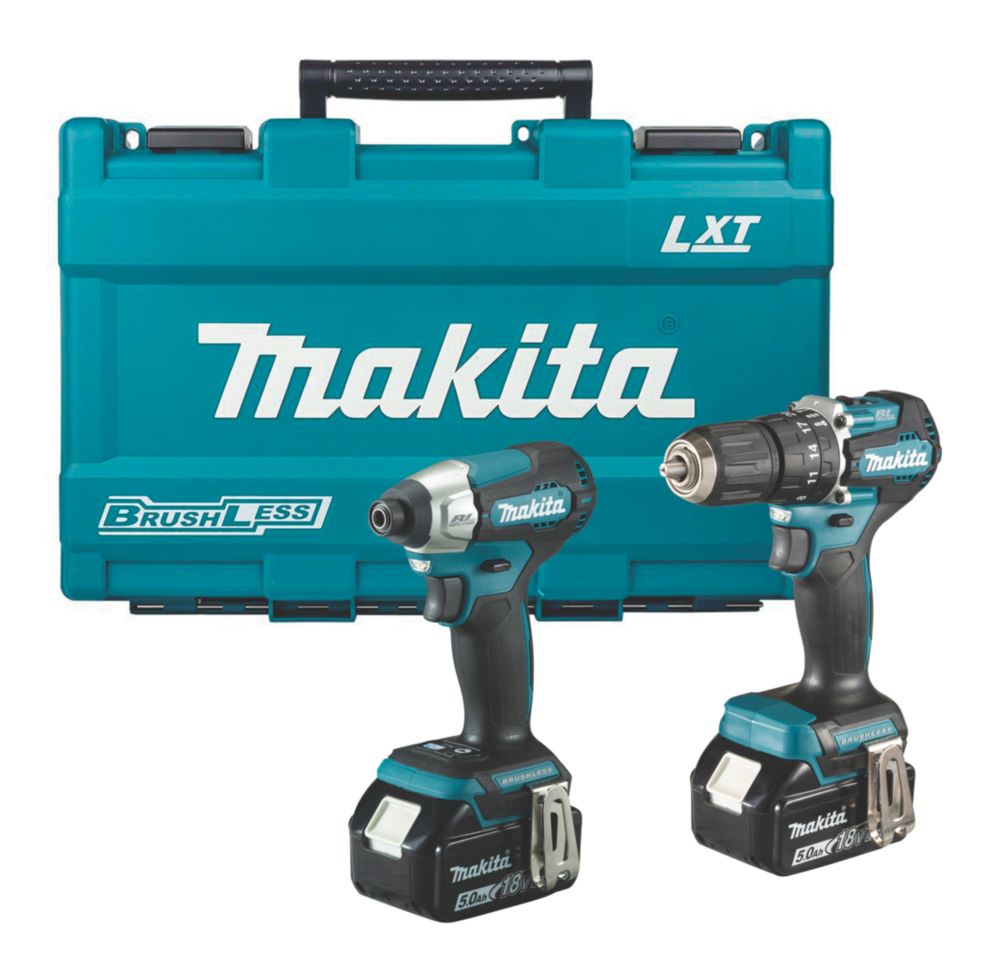 Image of Makita DLX2414T01 18V 2 x 5.0Ah Li-Ion LXT Brushless Cordless Twin Pack 
