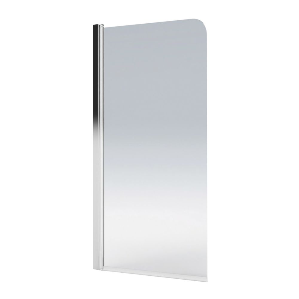 Image of Aqualux Shine Semi-Frameless Silver Radius Bathscreen 1500mm x 850mm 