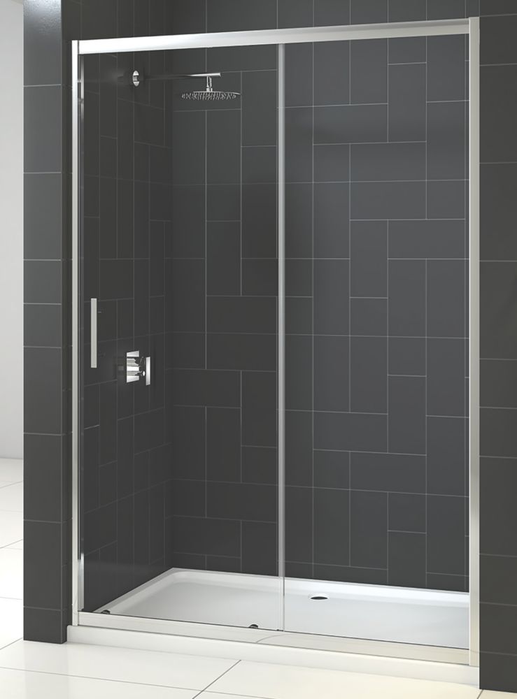 Image of Triton Fast Fix Framed Rectangular Sliding Shower Door Chrome 1400mm x 1900mm 