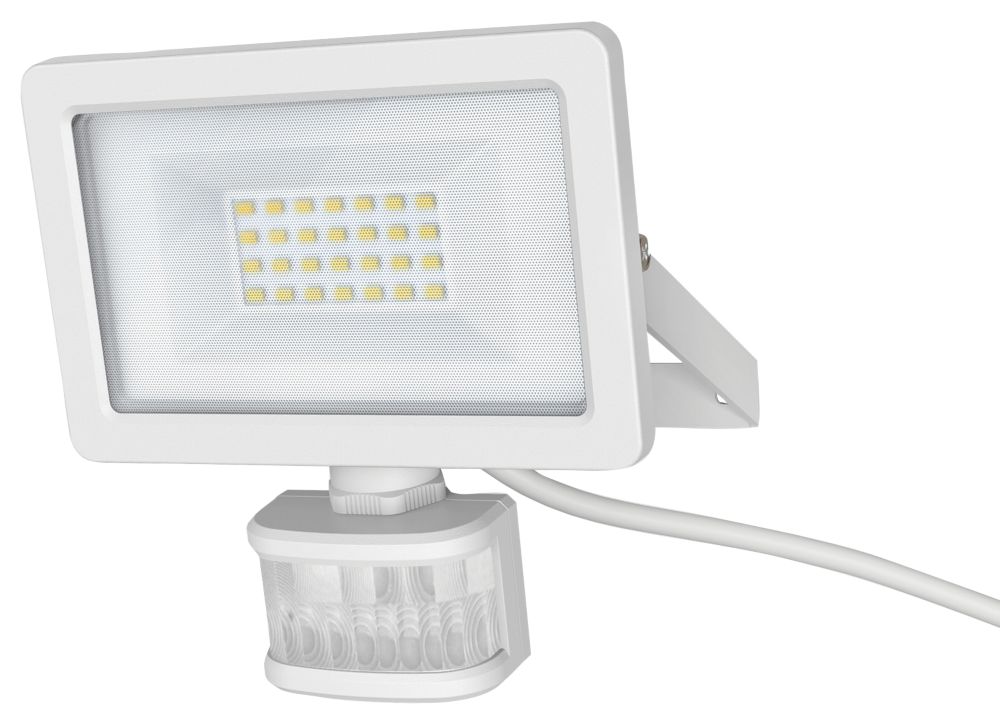 Image of LAP Weyburn Outdoor LED Floodlight With PIR Sensor White 20W 2000lm 