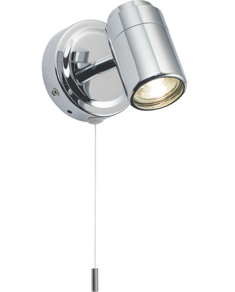 Image of Knightsbridge Round 1-Light Single GU10 Wall Spotlight Polished Chrome 