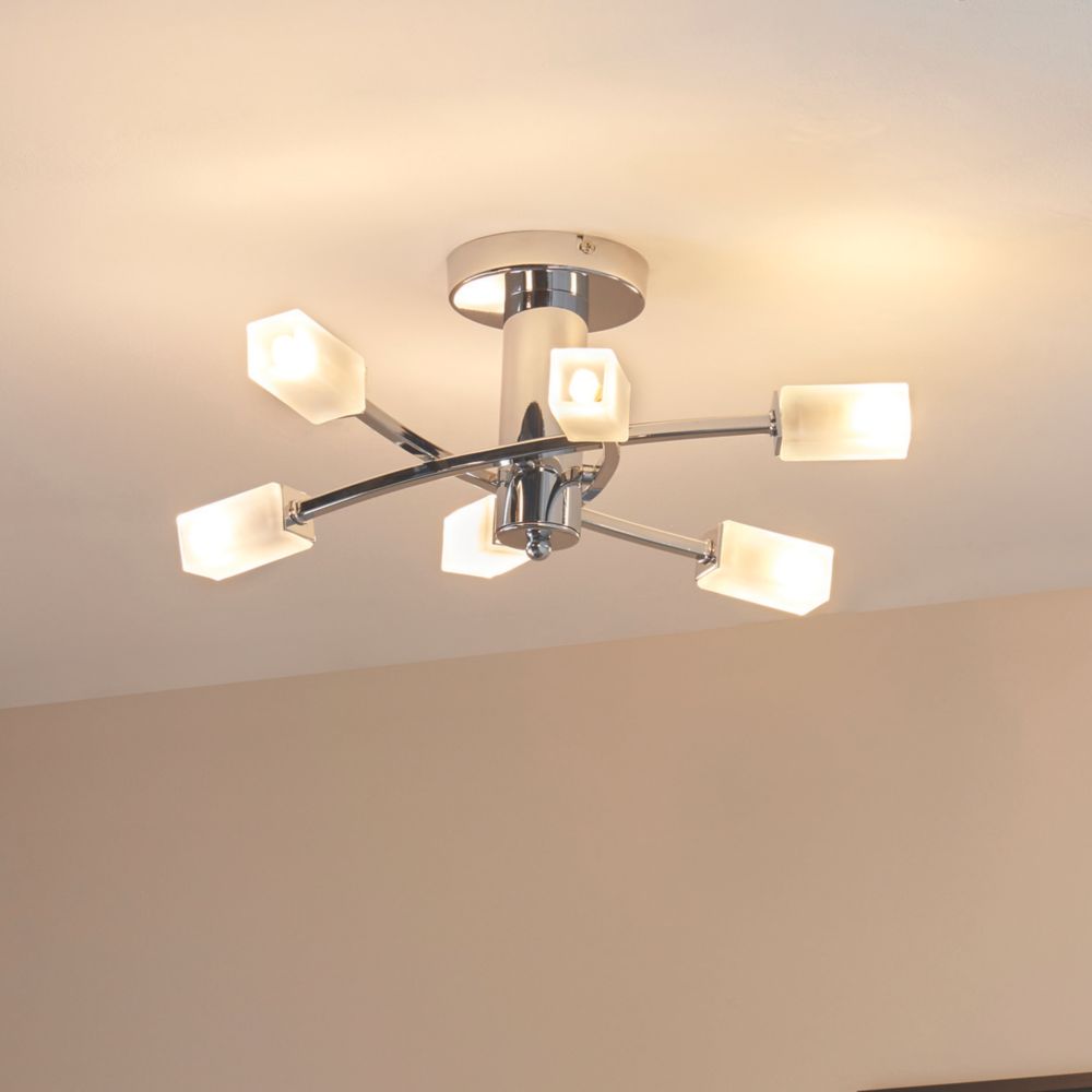 Image of Quay Design Olivia LED 6-Light Semi-Flush Ceiling Light Chrome 12W 200lm 