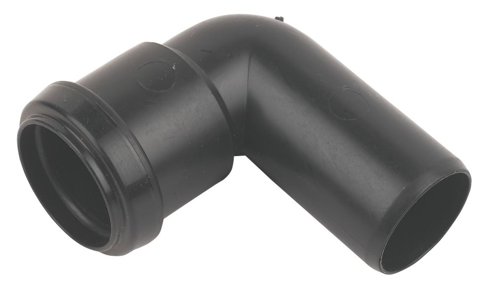 Image of FloPlast Push-Fit 90Â° Conversion Bend Black 90Â° 32mm 