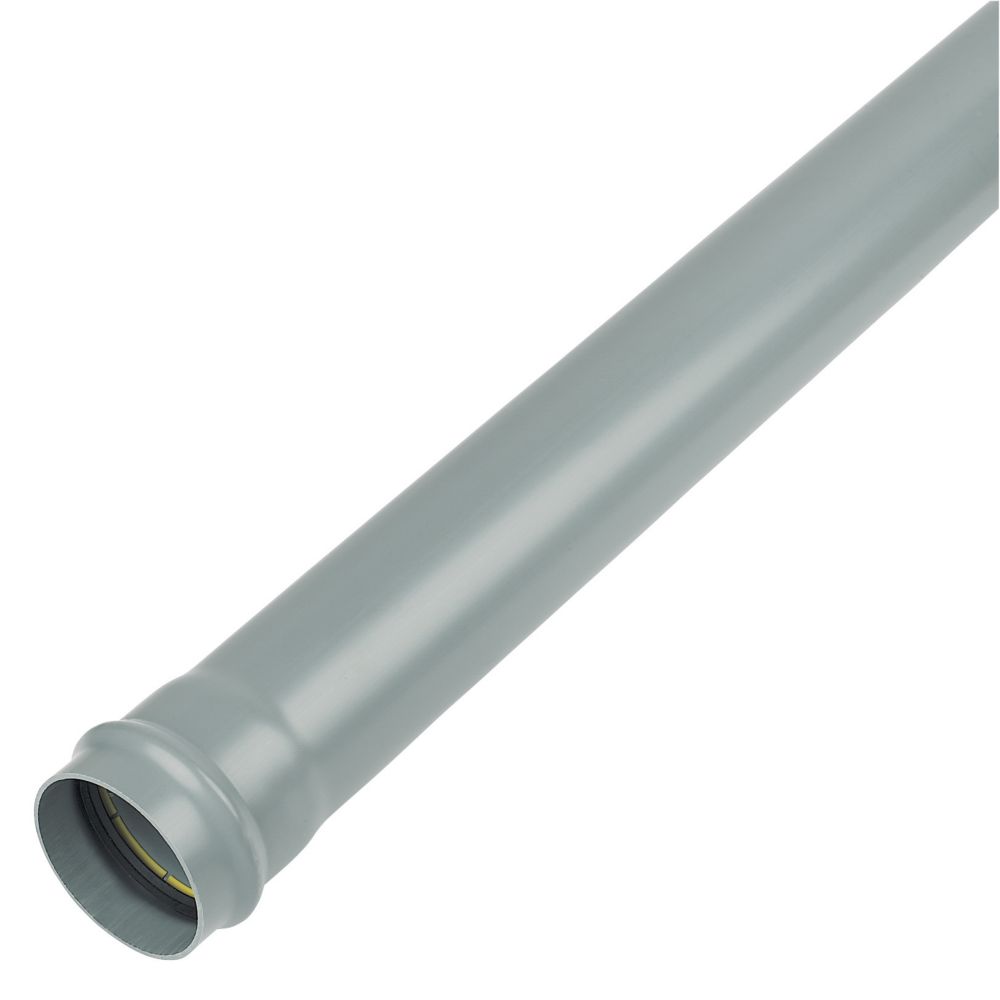 Image of FloPlast Push-Fit Single Socket Soil Pipe Grey 110mm x 3m 