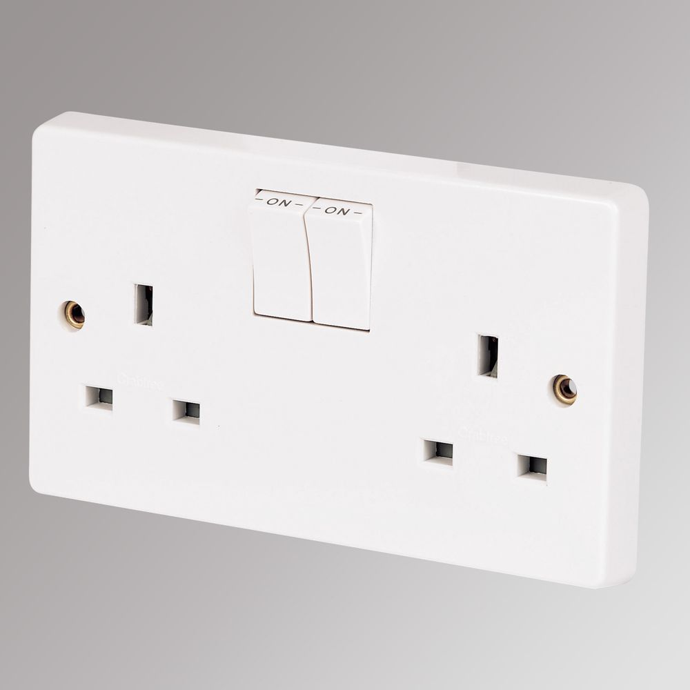 Image of Crabtree Capital 13A 2-Gang SP Switched Plug Socket White 