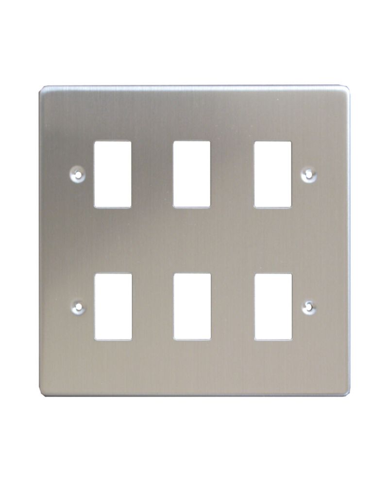 Image of Varilight PowerGrid 6-Module Grid Faceplate Brushed Steel 