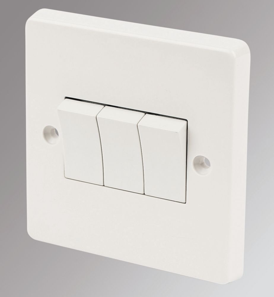 Image of Crabtree Capital 10AX 3-Gang 2-Way Light Switch White 