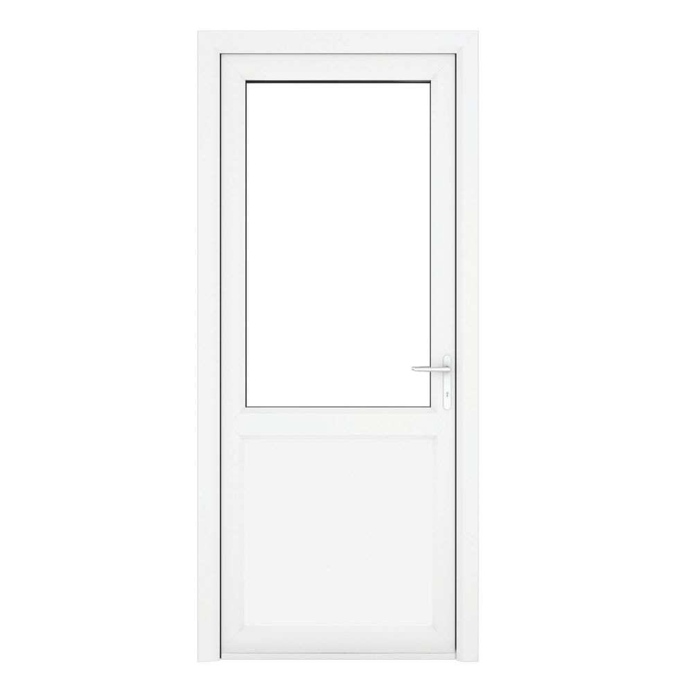 Image of Crystal 1-Panel 1-Clear Light LH White uPVC Back Door 2090mm x 840mm 