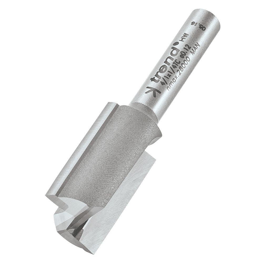 Image of Trend 4/1X1/4TC 1/4" Shank Double-Flute Straight Router Cutter 15mm x 25mm 
