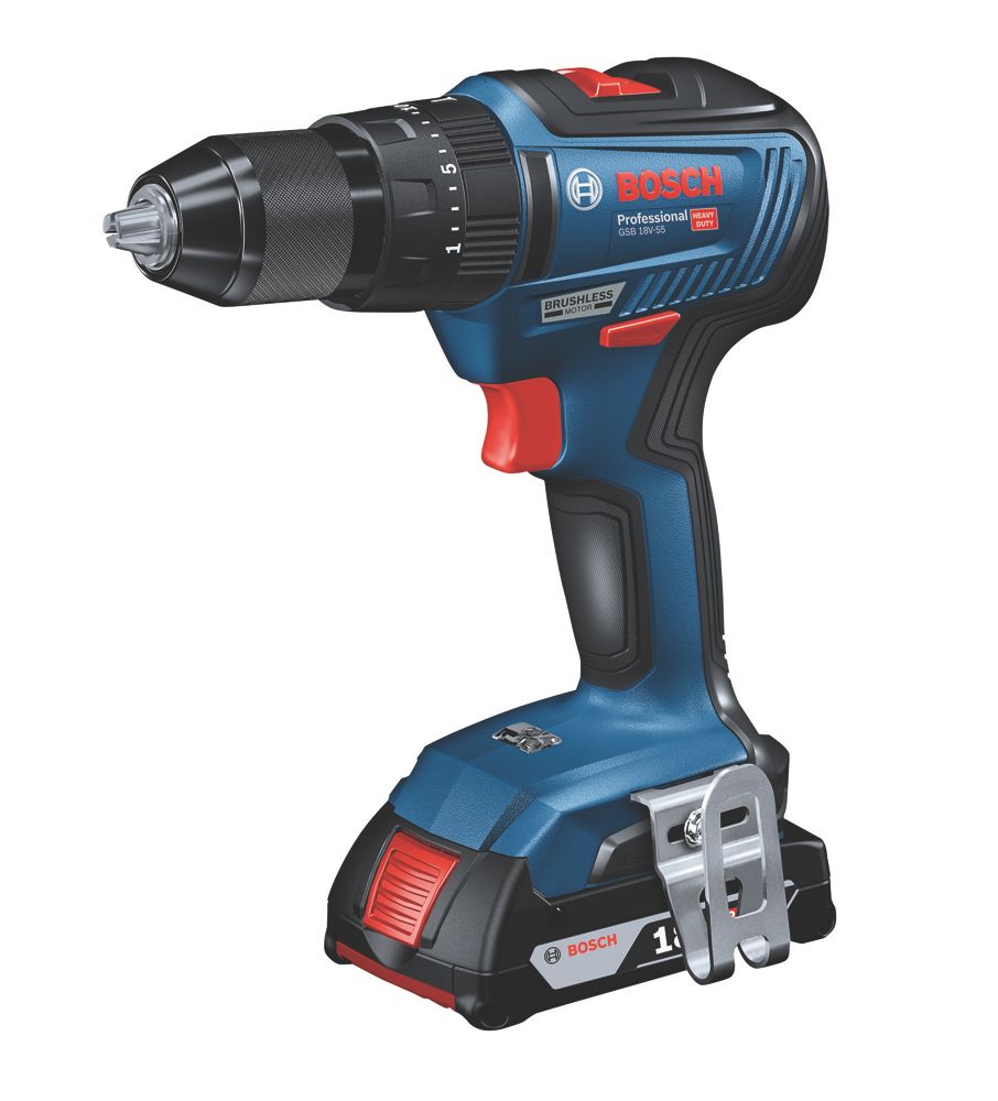 Image of Bosch GSB 18 V-55 18V 2 x 2.0Ah Li-Ion Coolpack Brushless Cordless Combi Drill 