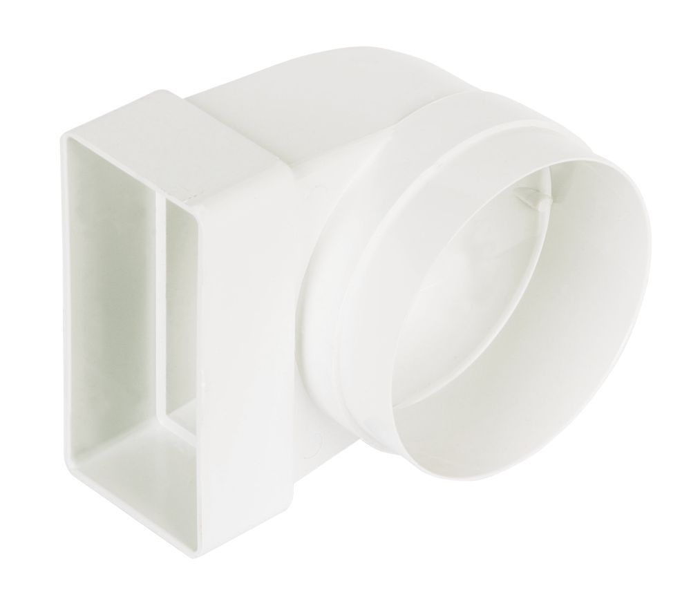 Image of Manrose Round to Rectangular Connector Elbow 90Â° Bend Adaptor White 100mm 